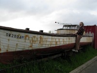 Alex on an old gillnet boat