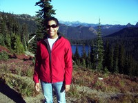 Heather in front of Dewey Lake