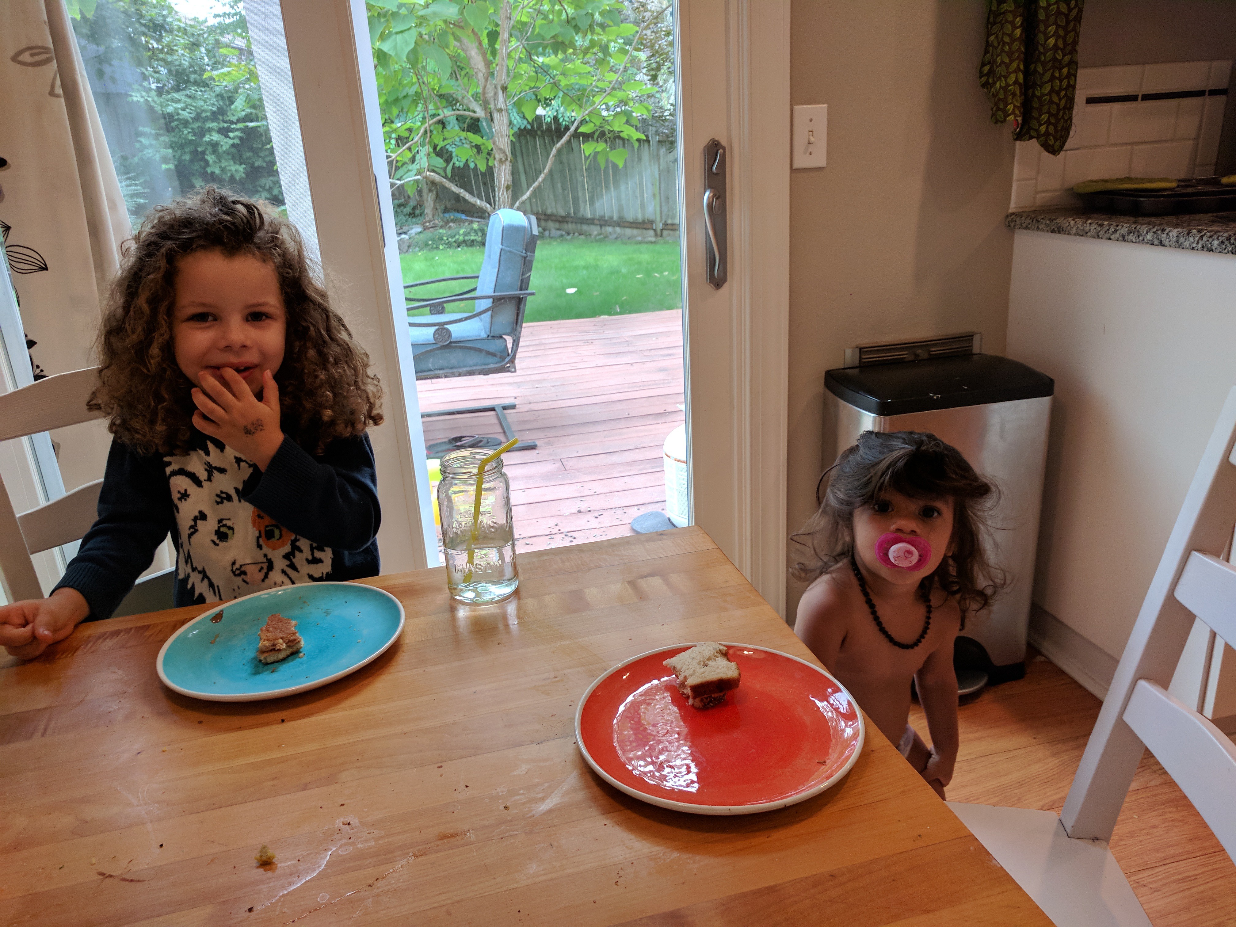 Zoey and Olive at the table