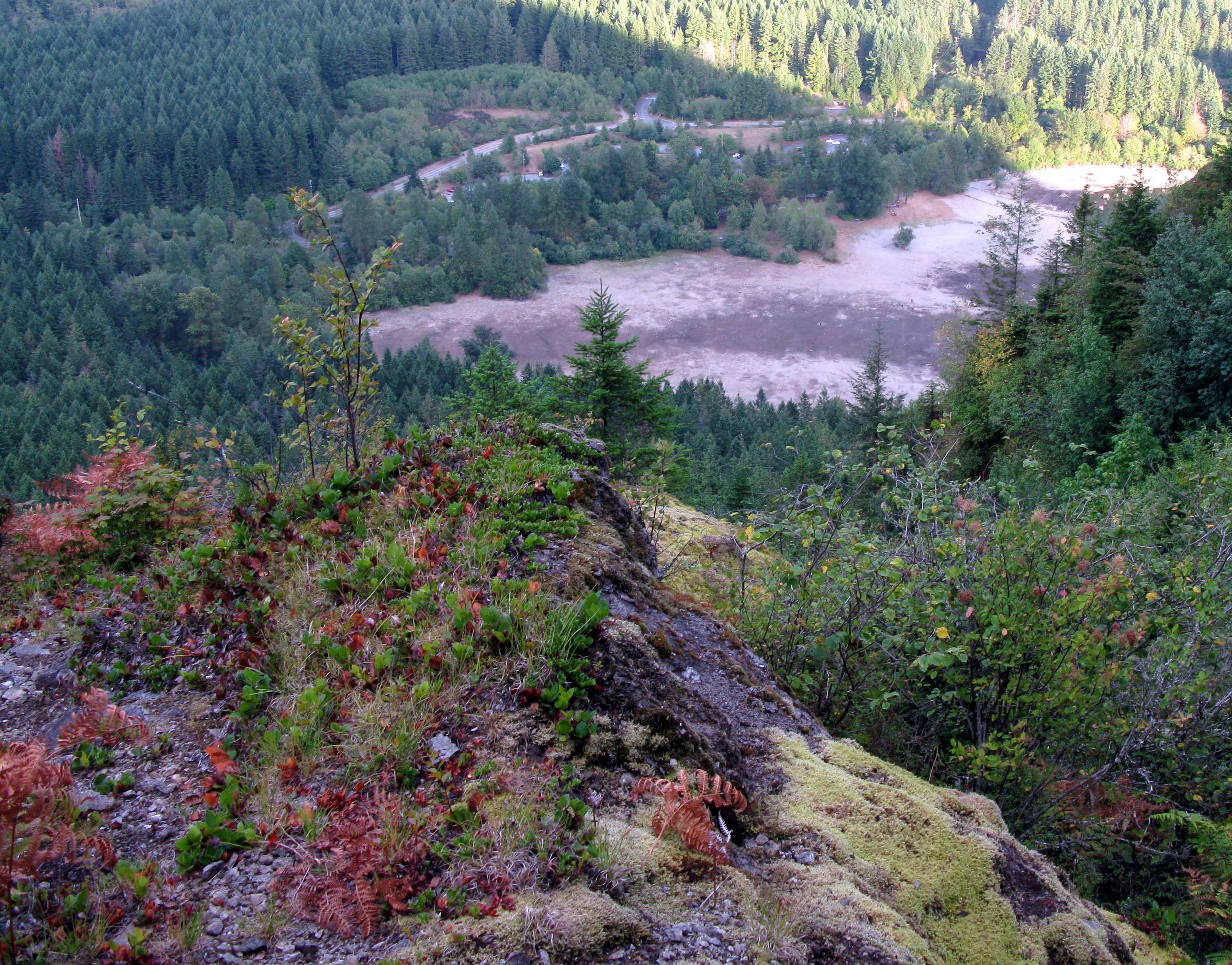 looking down from north approach to Rattlesnake Ledge