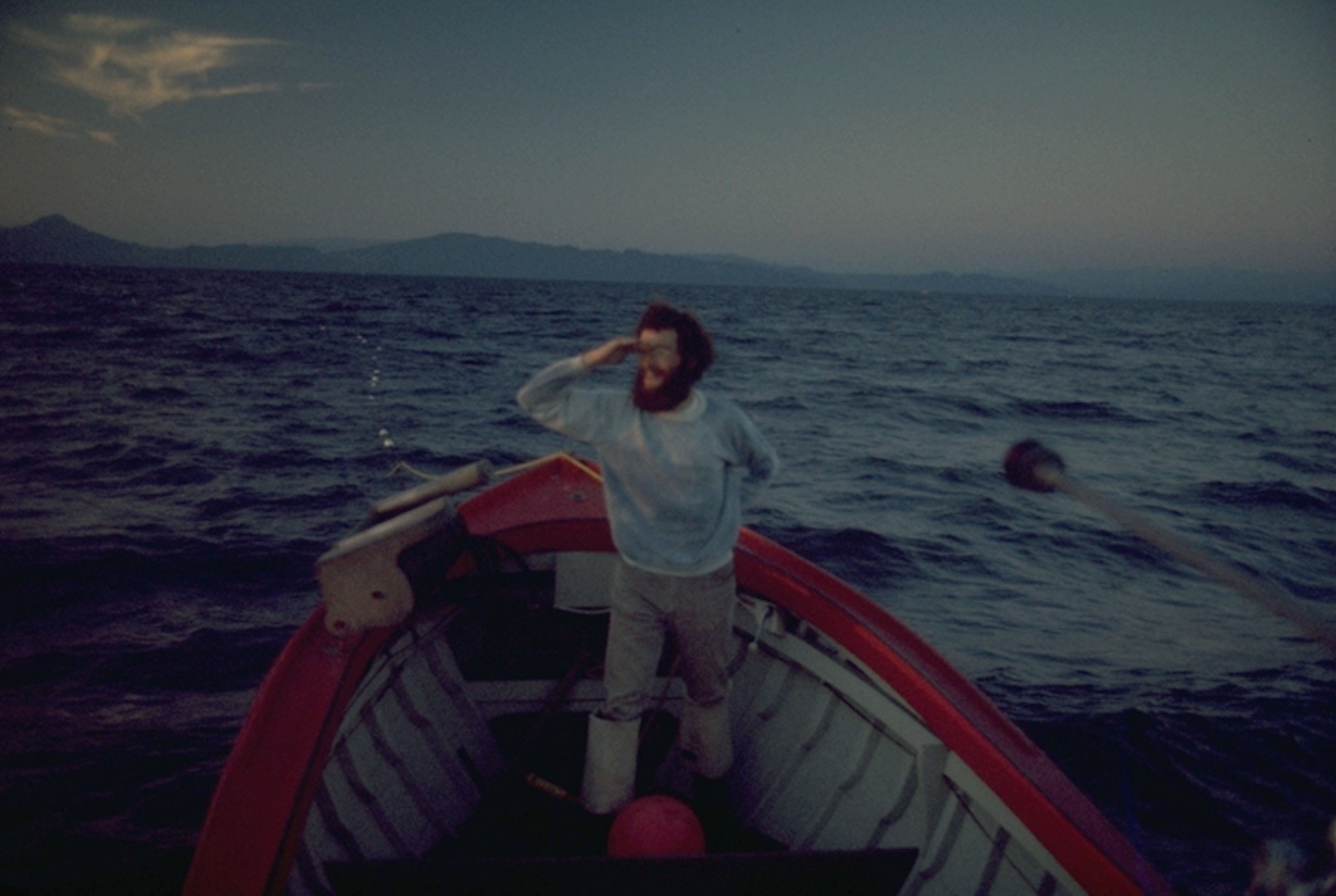 Alex in gillnet boat with net out 1974