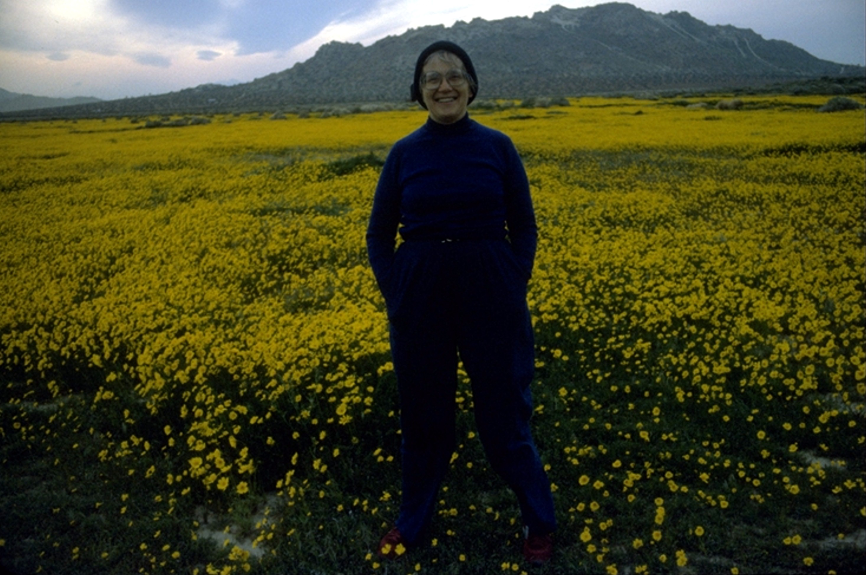 Angela in wildflowers east of Palmdale 1983