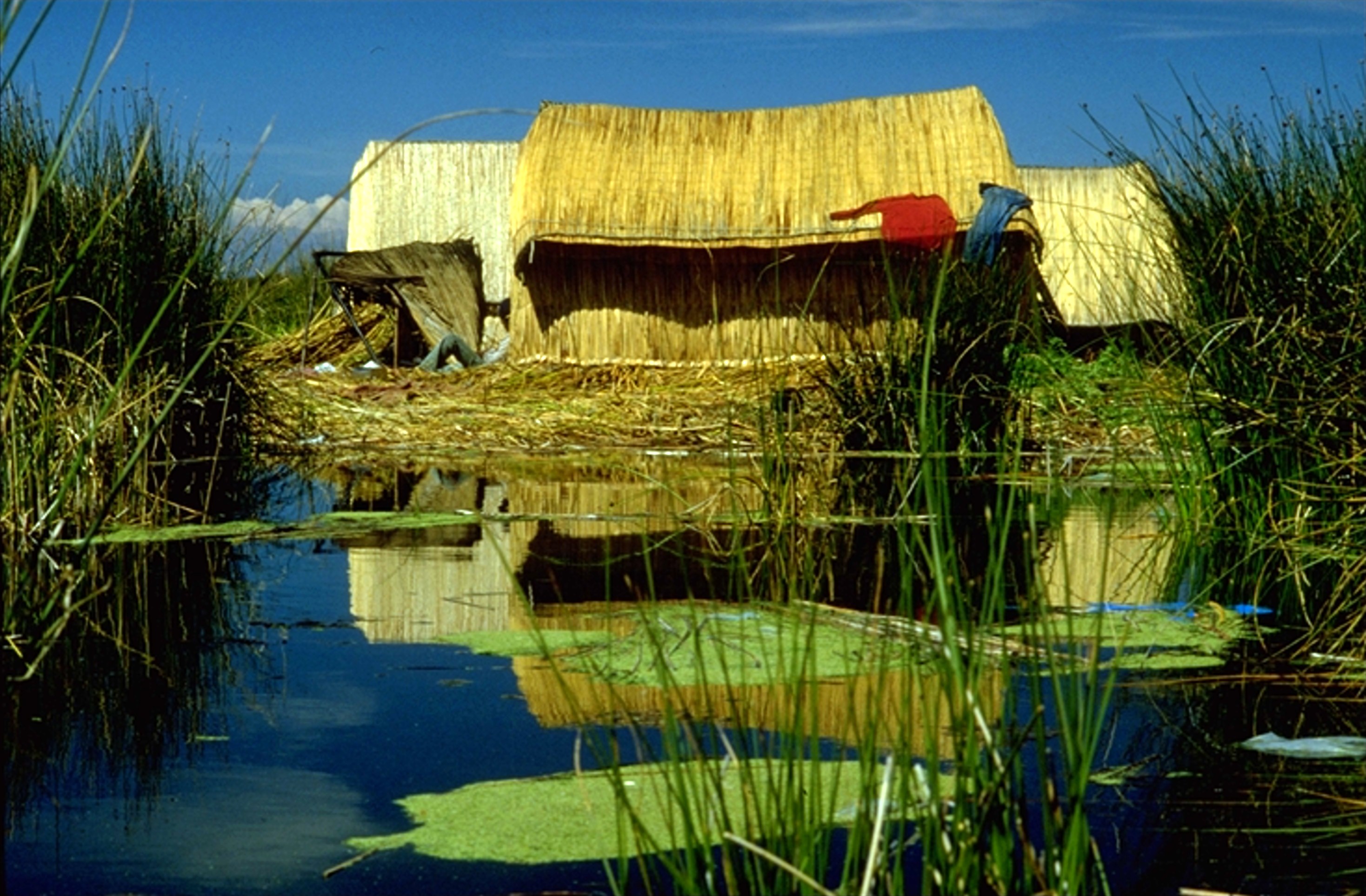 Lake Titicaca reed houses 1980