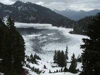 snow lake from high and cold